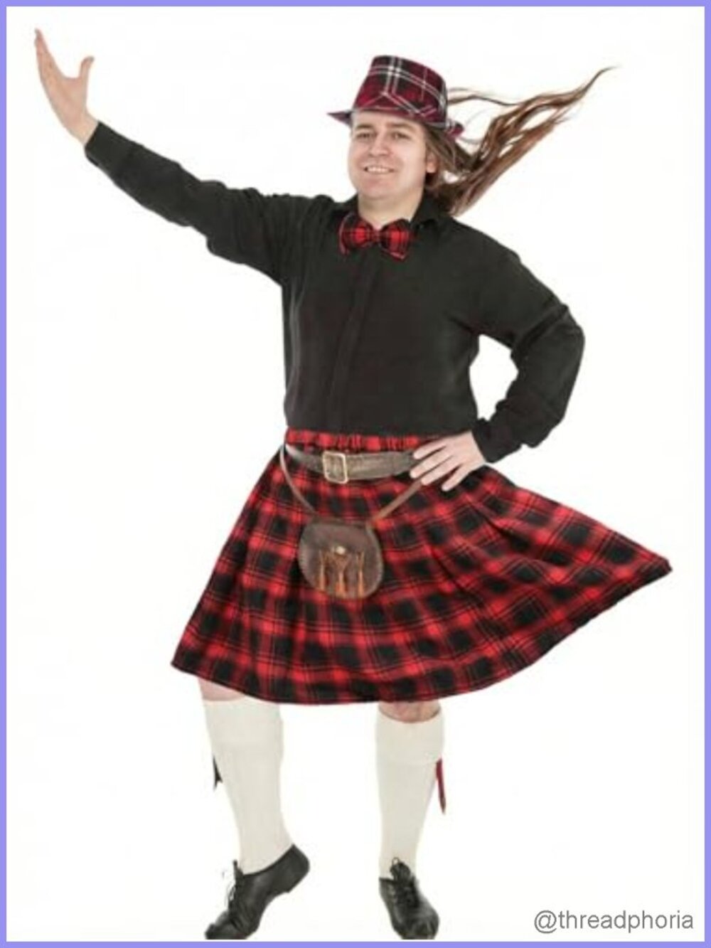 Plaid Skirt Kilt with Bow Tie Buffalo Plaid Costume for St Patrick's Day Dress